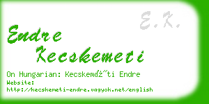 endre kecskemeti business card